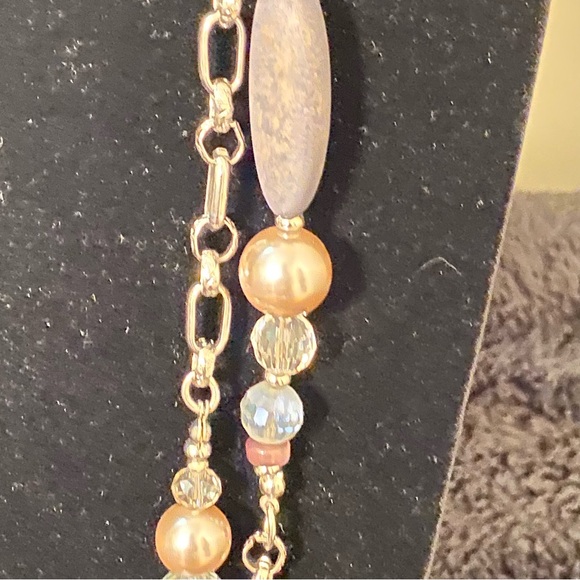 Chico's Double Tiered Wood Rope and Glass Beaded Necklace - Picture 5 of 15